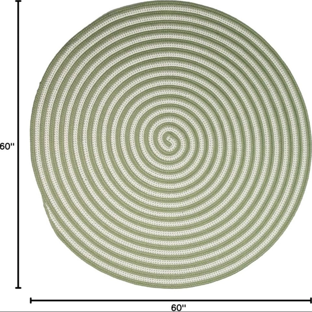 Colonial Mills Thai Basil Green 5ft Round Braided‎ Rug Reversible Brand New - Picture 4 of 5